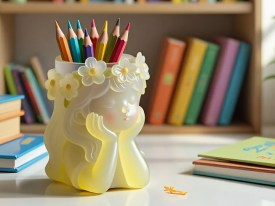 Molde silicona maceta nena con vincha de flores 